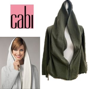 CAbi shawl full zip cropped green boho hoodie
